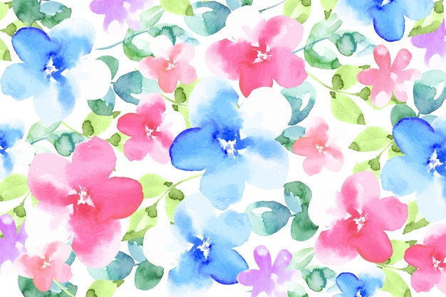 カラフルな水彩花の壁紙 無料のベクター