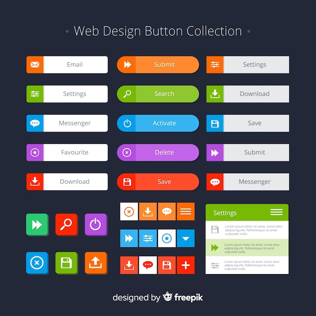 Free Vector | Colorful web design button collection with flat design