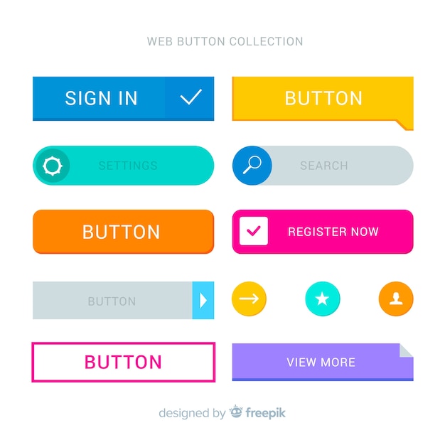 Download Colorful web design button collection with flat design ...