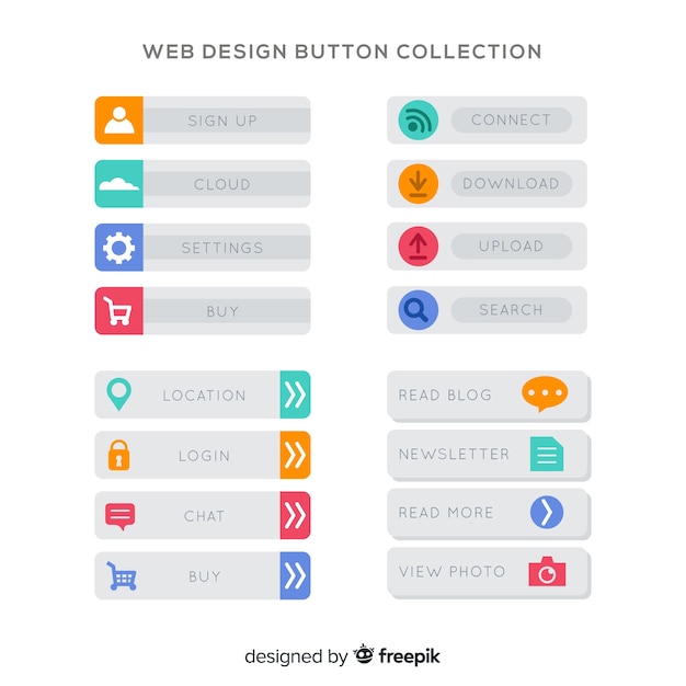 Free Vector | Colorful web design button collection with flat design