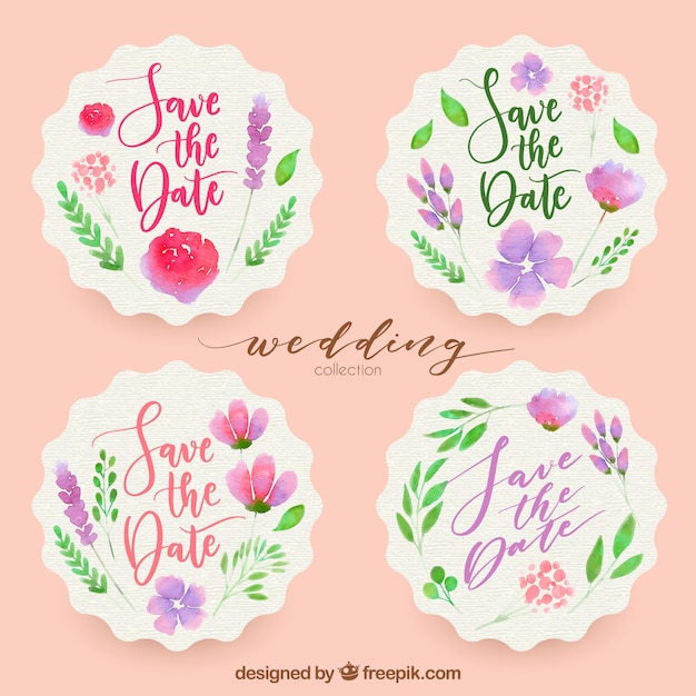 Download Colorful wedding labels | Free Vector