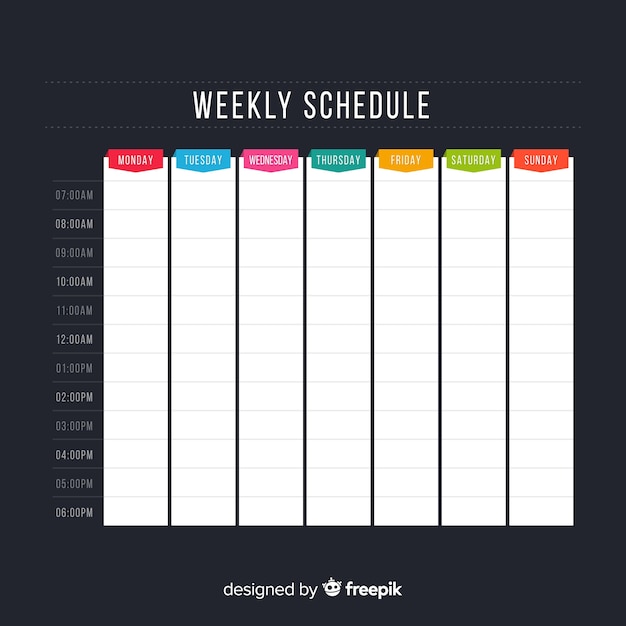 Colorful Weekly Schedule Template With Flat Design Vector 