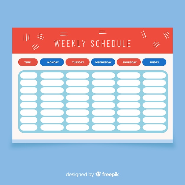 Free Vector | Colorful weekly schedule template with flat design