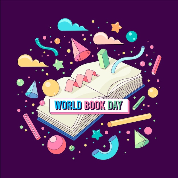 Colorful world book day Free Vector