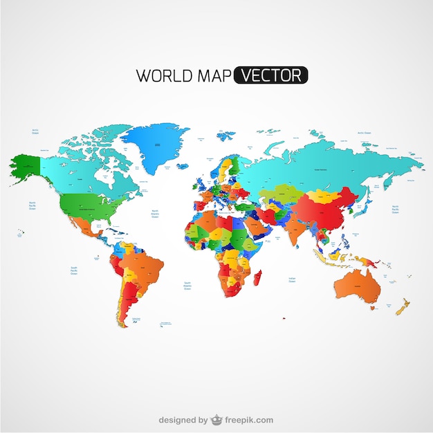 カラフルな世界地図ベクトル 無料のベクター