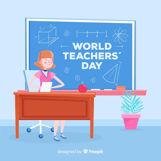 Colorful world teachers' day composition with
flat design