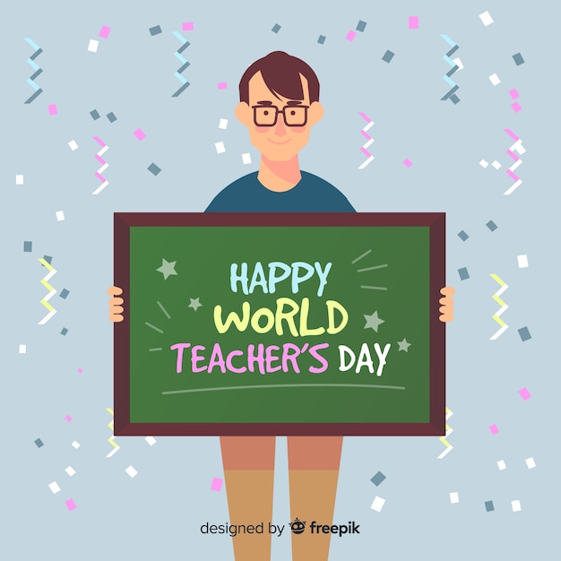 Colorful world teachers' day composition with
flat design