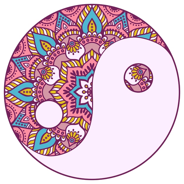 Download Colorful yin y yang mandala Vector | Premium Download