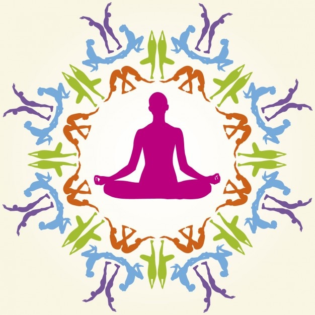 Download Colorful yoga poses silhouettes Vector | Free Download