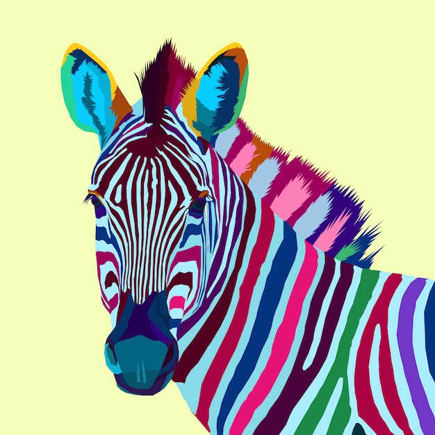 Premium Vector | Colorful zebra pop art portrait