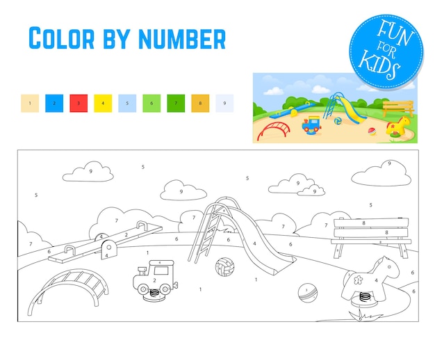 Premium Vector | Coloring book by number for preschool kids with easy