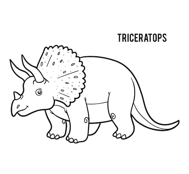 Premium Vector | Coloring book for children, cartoon triceratops