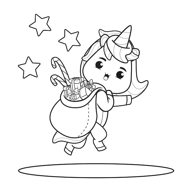 Premium Vector | Coloring book christmas day with cute unicorn