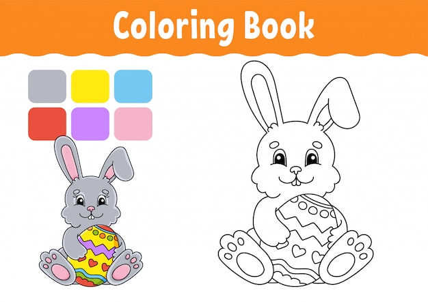 Download Premium Vector Coloring Book For Kids Cheerful Character Easter Rabbit Cute Cartoon Style