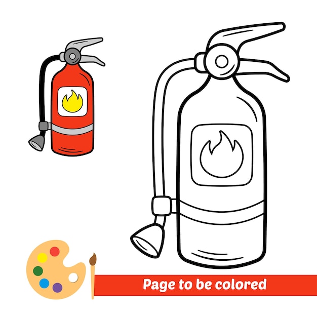 Premium Vector | Coloring book for kids, fire extinguisher vector