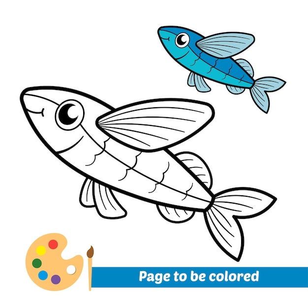 Premium Vector Coloring Book For Kids Flying Fish Vector