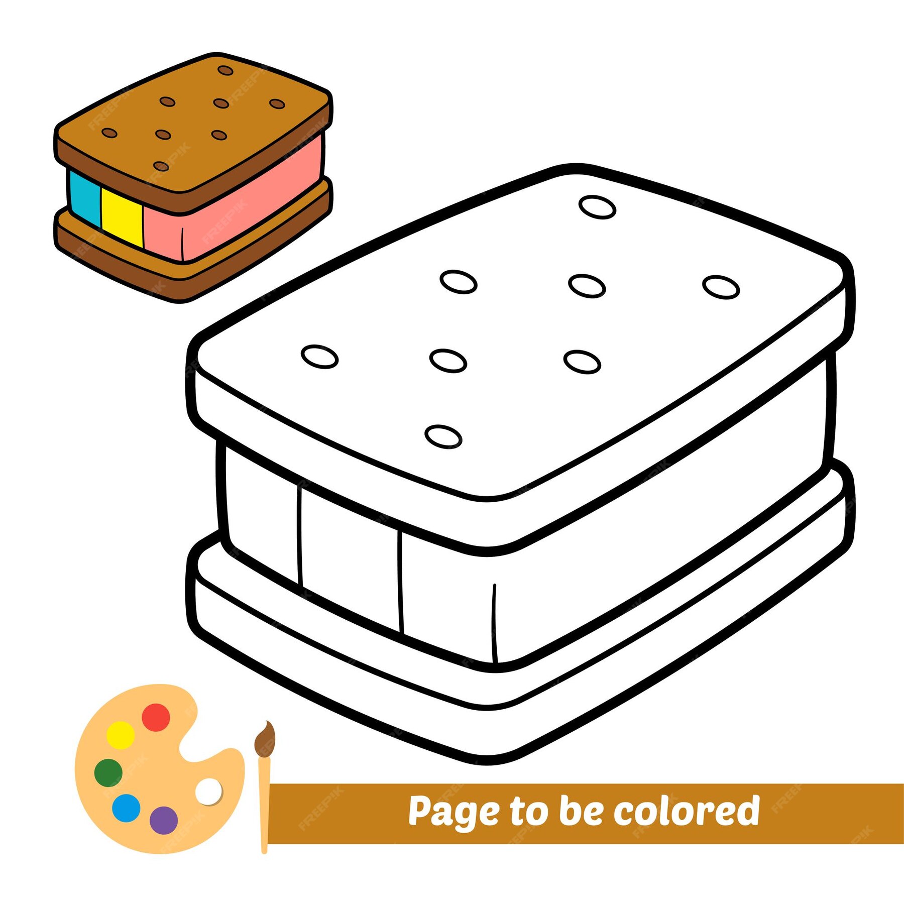 Premium Vector | Coloring book for kids ice cream sandwich vector