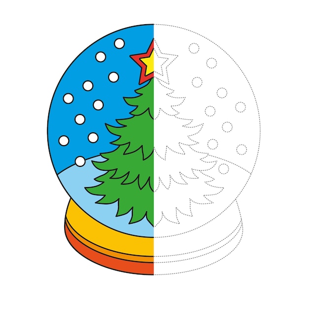 Download Premium Vector Coloring Book For Kids Snow Globe With Christmas Tree