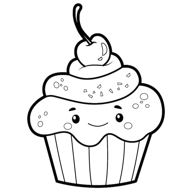 Premium Vector | Coloring book or page for kids. cake black and white