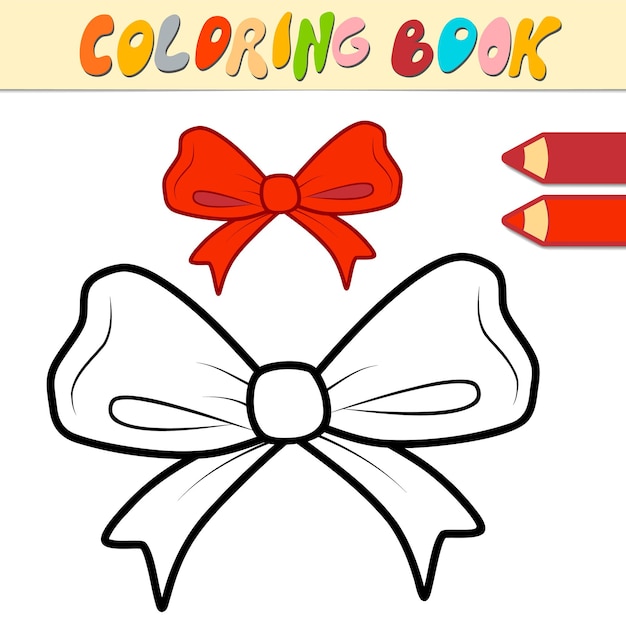 Premium Vector | Coloring book or page for kids. christmas bow black ...