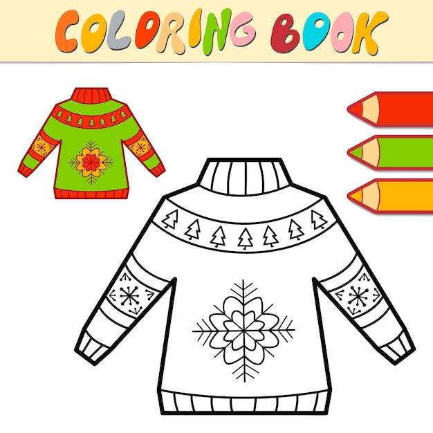 Premium Vector | Coloring book or page for kids. christmas sweater