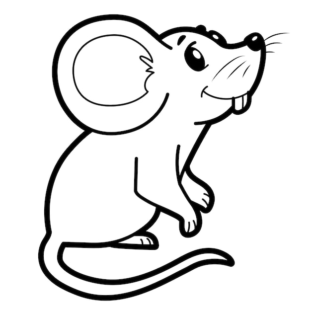 Premium Vector | Coloring book or page for kids. mouse black and white ...