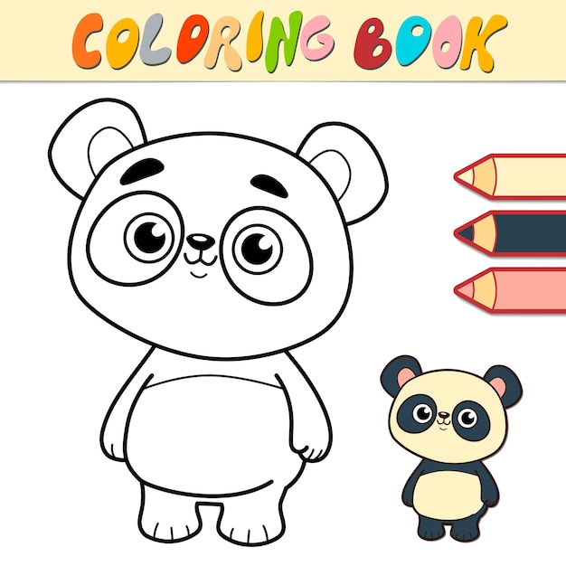 Premium Vector Coloring Book Or Page For Kids Panda Black And White Illustration