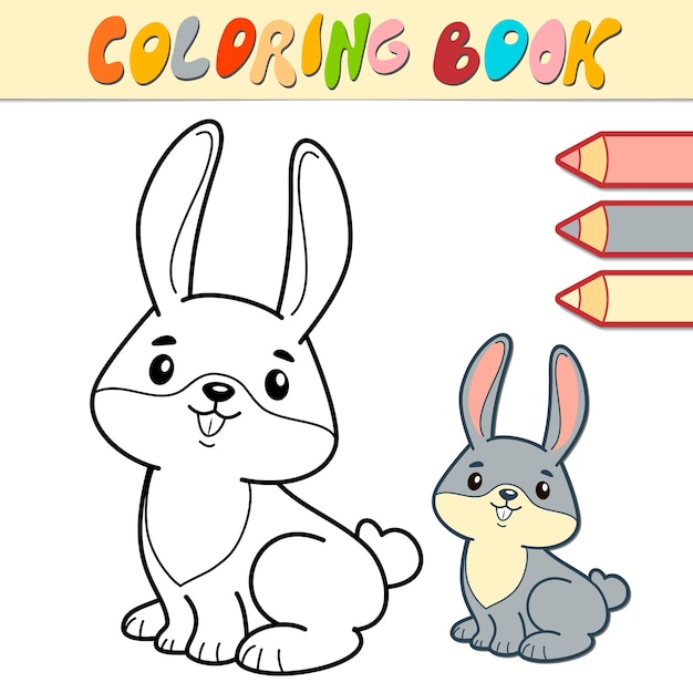 Download Premium Vector Coloring Book Or Page For Kids Rabbit Black And White Illustration