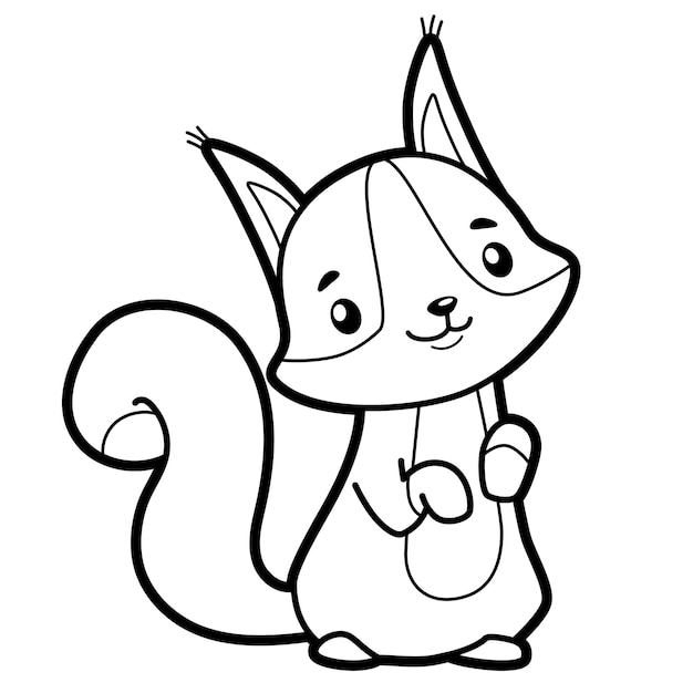 Premium Vector | Coloring book or page for kids. squirrel black and ...