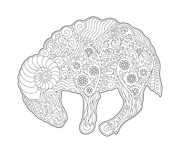 Download Coloring book page with zodiac symbol aries Vector | Premium Download