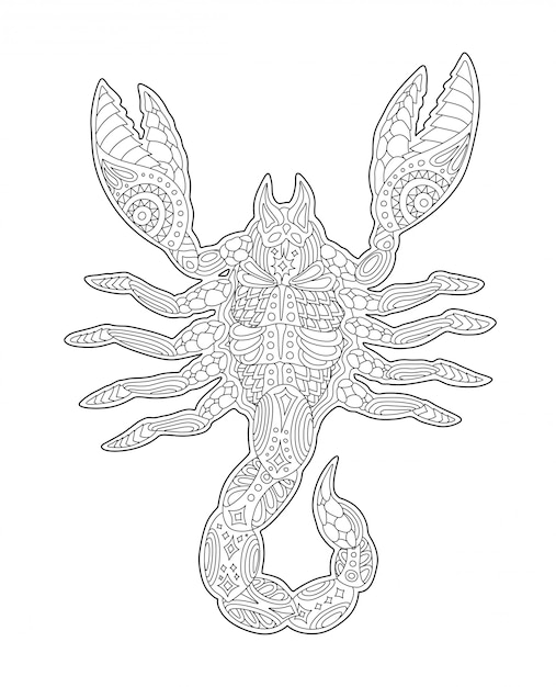 Premium Vector | Coloring book page with zodiac symbol scorpio