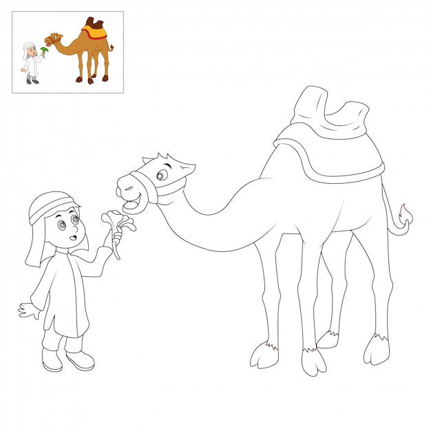 premium vector  coloring book pages for kids camel cartoon