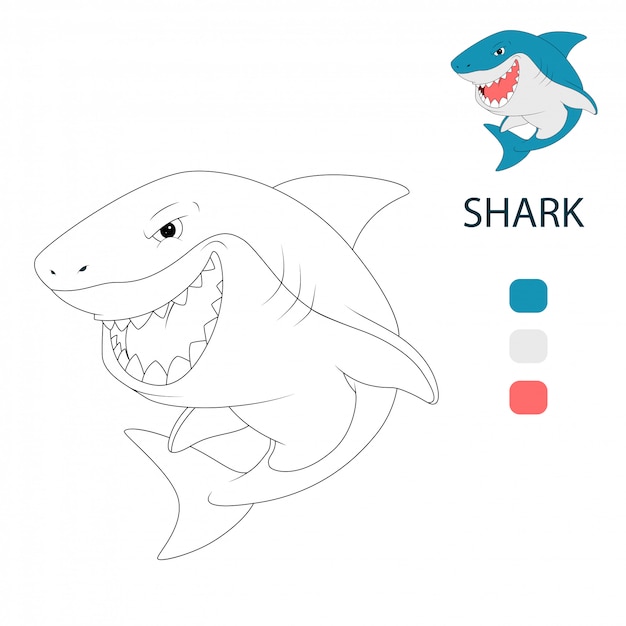 Premium Vector Coloring Book Pages For Kids Shark Cartoon