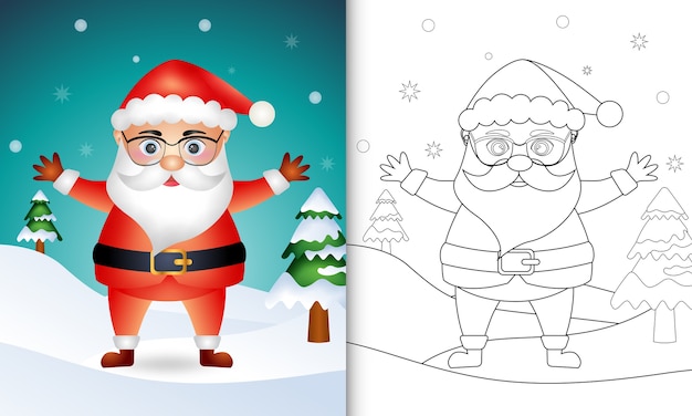 かわいいサンタクロースのキャラクターが描かれた塗り絵 プレミアムベクター かわいいサンタクロースのキャラクターが描かれた塗り絵 プレミアムベクター