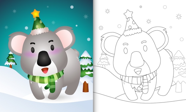 Download Premium Vector | Coloring book with a koala deer christmas ...