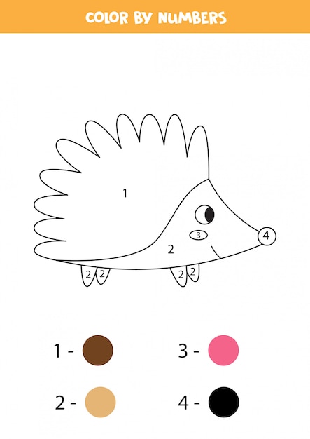 Download Coloring page by colors. cute cartoon hedgehog. | Premium ...
