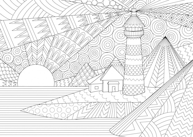 Coloring page. coloring book for adults. | Premium Vector