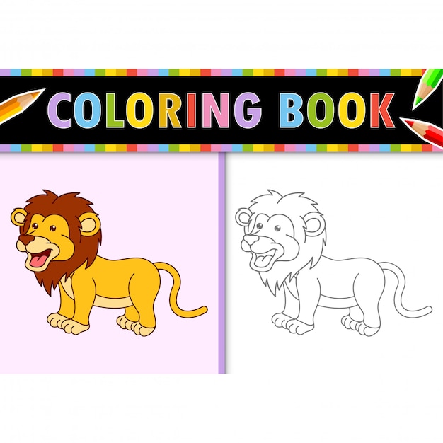 Download Premium Vector Coloring Page Outline Of Cartoon Lion Colorful Illustration Coloring Book For Kids