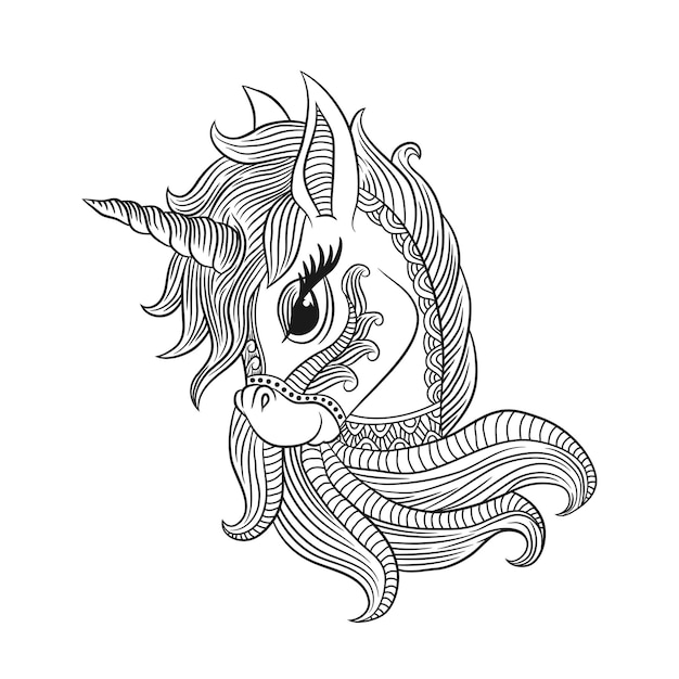 Download Premium Vector Coloring Page Of Unicorn For Adult Antistress Coloring Book Cover