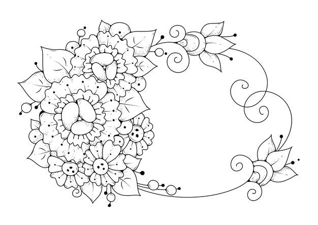 Premium Vector | Coloring page with abstract flowers