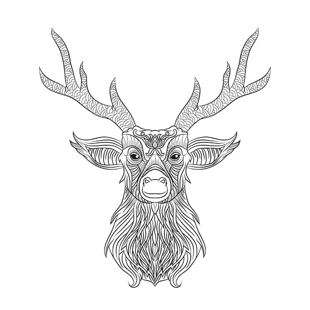 Premium Vector Coloring pages cute beautiful deer head coloring book