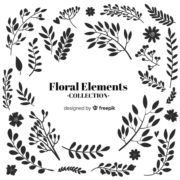 Free Vector | Colorless hand drawn floral decorative elements