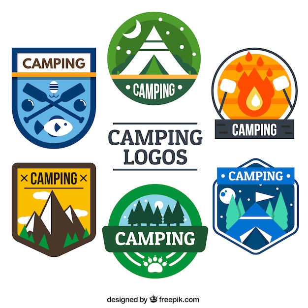 Colors campsite logo collection Vector | Free Download