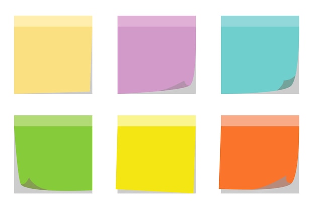 Colors Set Of Sticky Notes Isolated Premium Vector