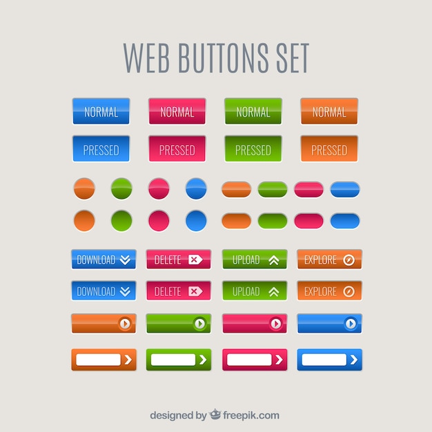 Colors web buttons set | Free Vector