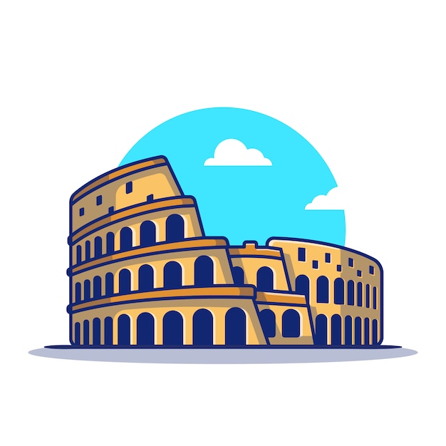 Premium Vector | Colosseum cartoon icon illustration. famous building