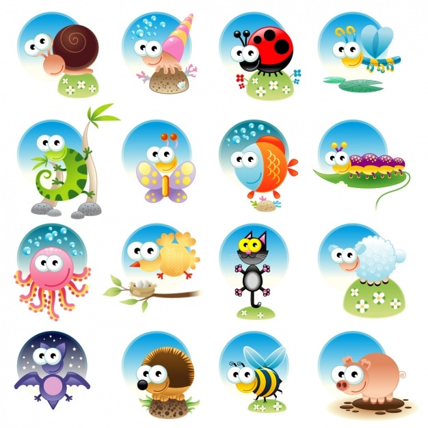 Free Vector | Coloured animals collection