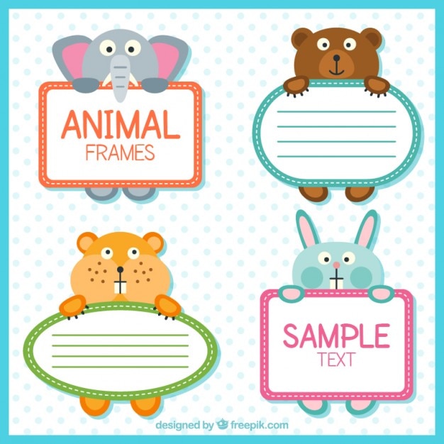 Coloured animals labels Vector | Free Download