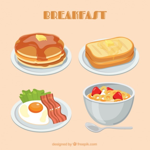 Coloured breakfast plates Vector Free Download