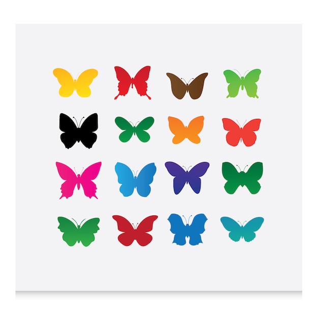 Coloured butterflies silhouettes